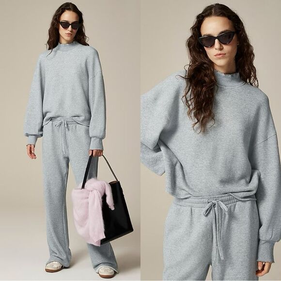 NWT J CREW Heritage terry mockneck sweatshirt in Medium Hthr Grey - Picture 1 of 8